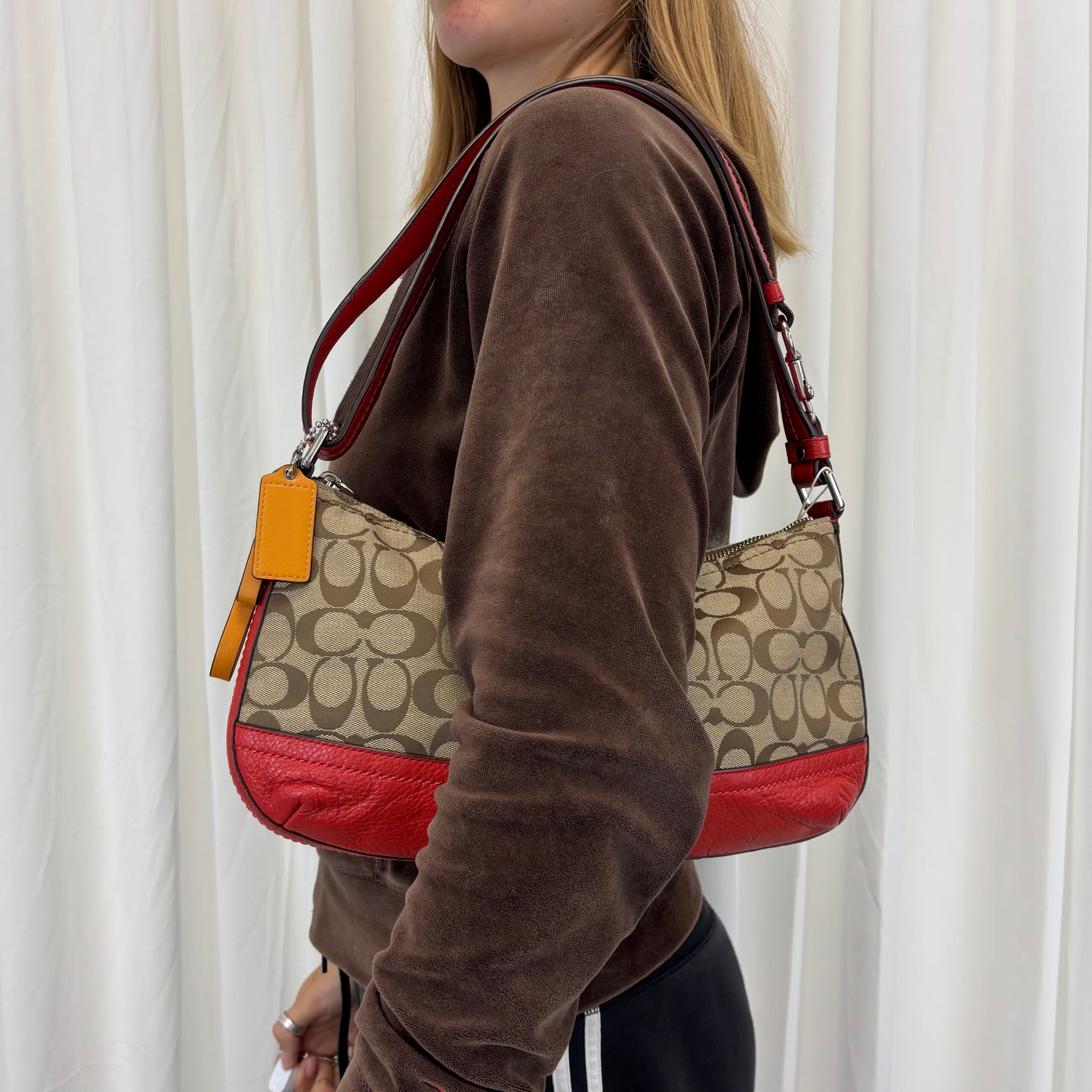 Coach Signature East West 2-Way Orange Bag