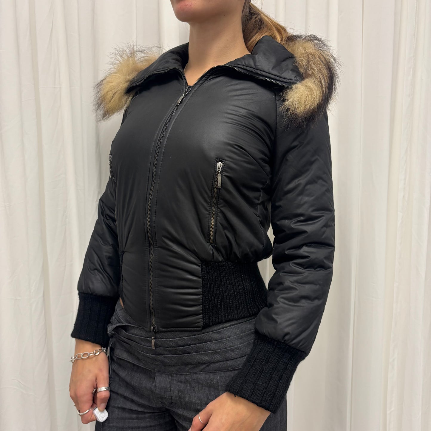 Fur Trim Bomber Puffer Jacket