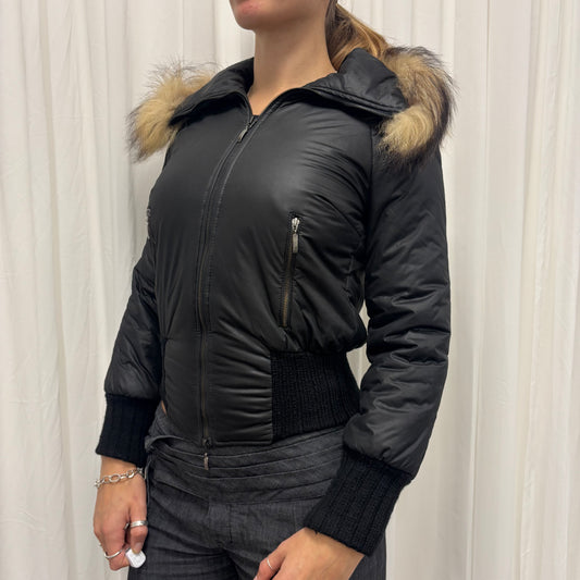 Fur Trim Bomber Puffer Jacket