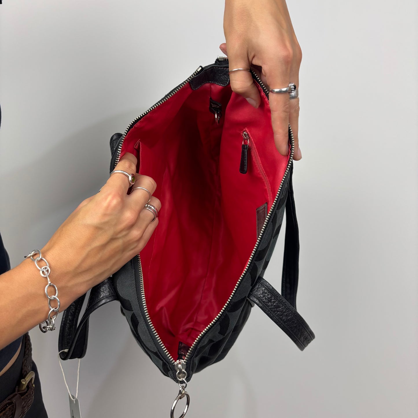 Coach Poppy Op Art Glam Tote Bag in Black
