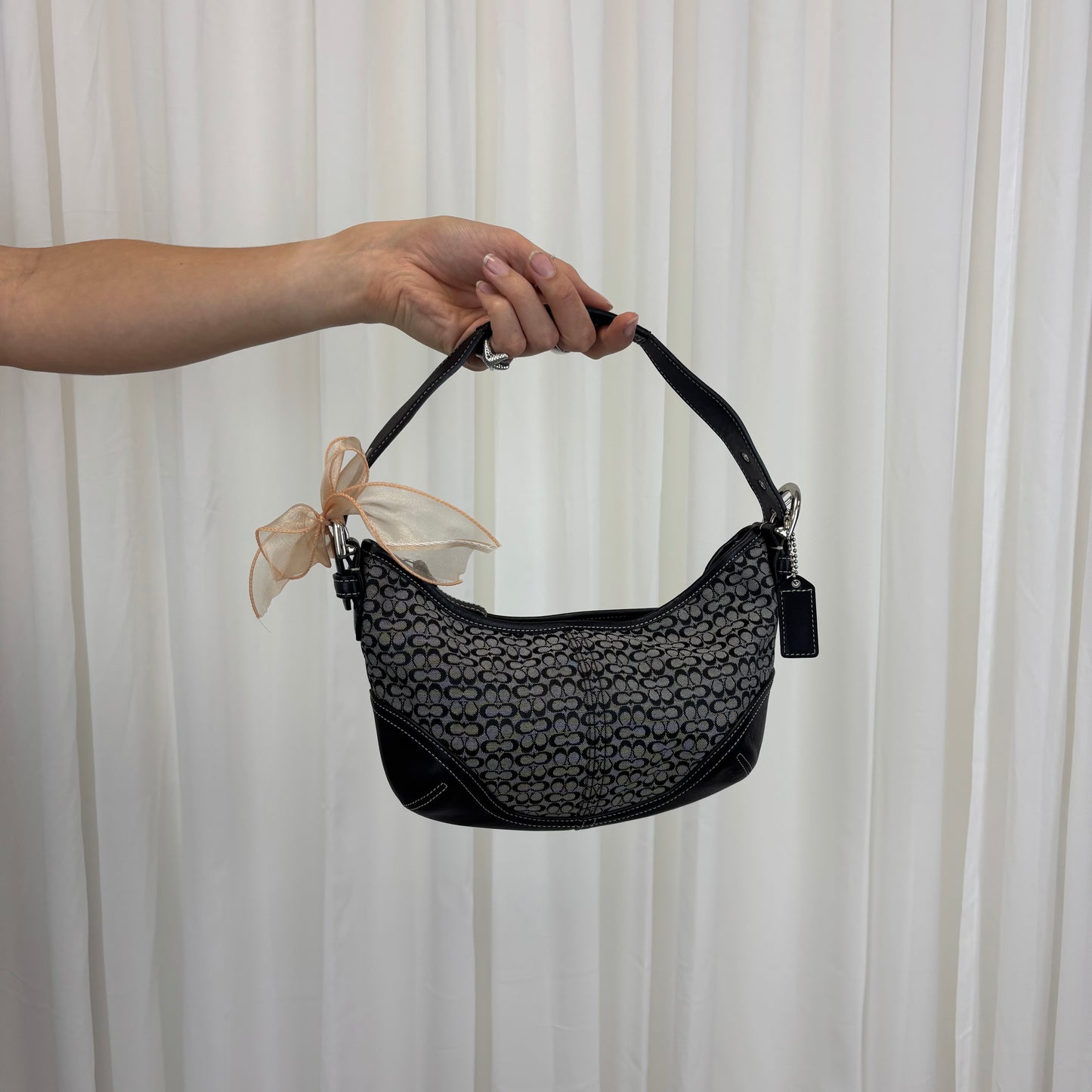 Coach Signature Mini Grey Hobo Bag