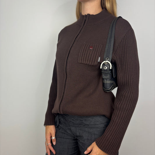 Brown Collared Knit