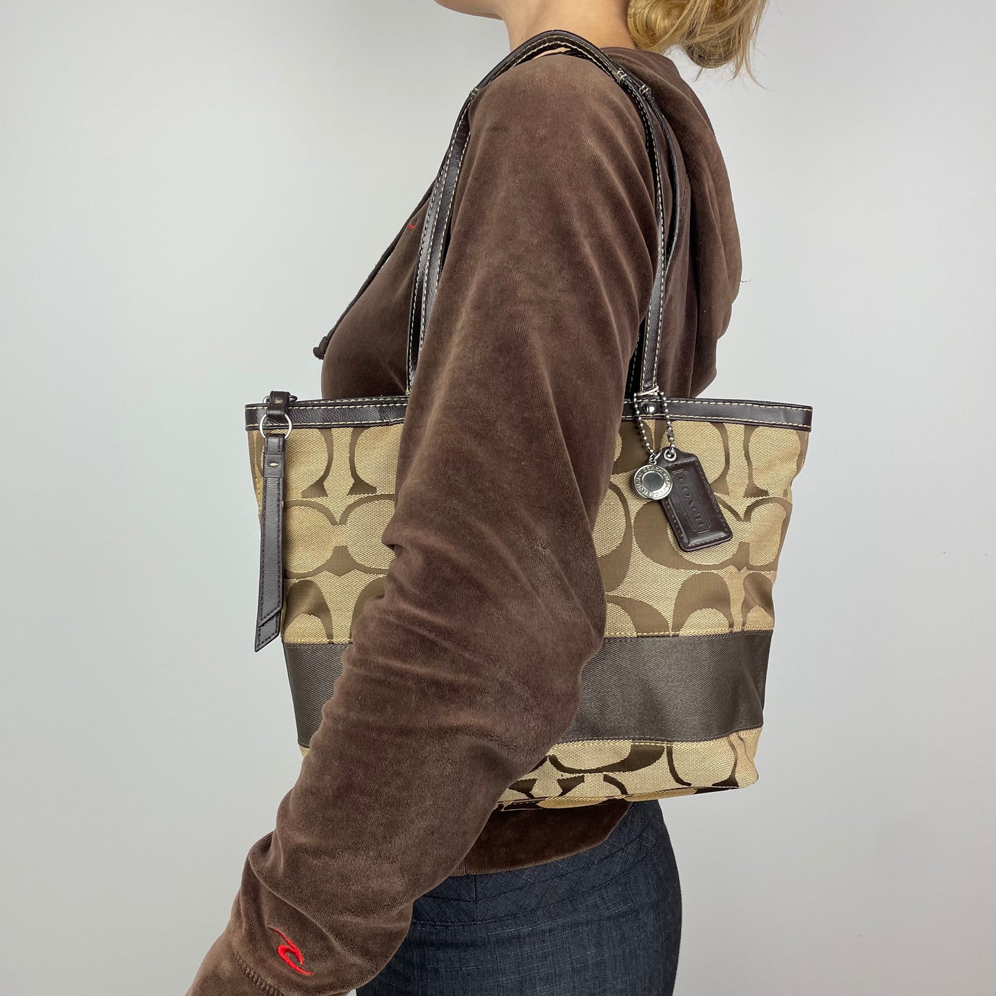 Coach Signature Stripe Tote Bag