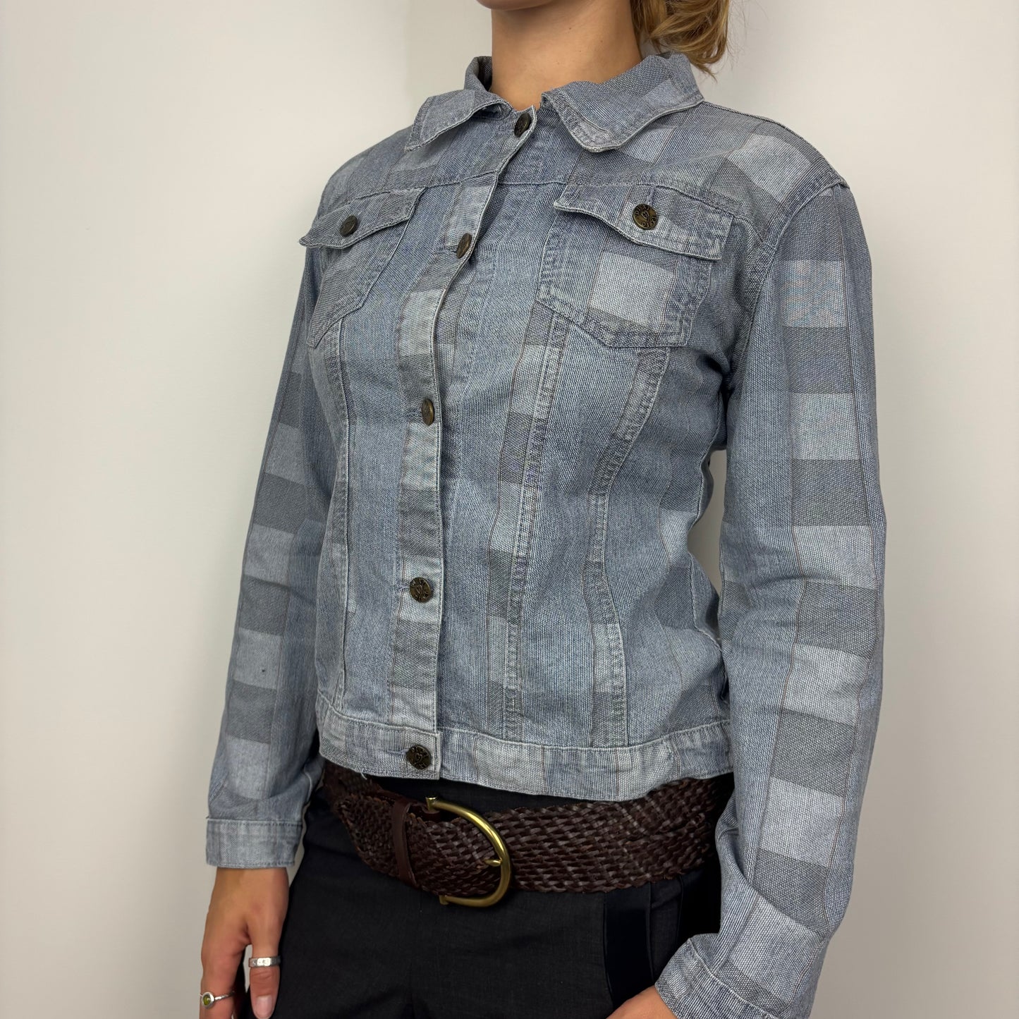 Checkered Denim Jacket