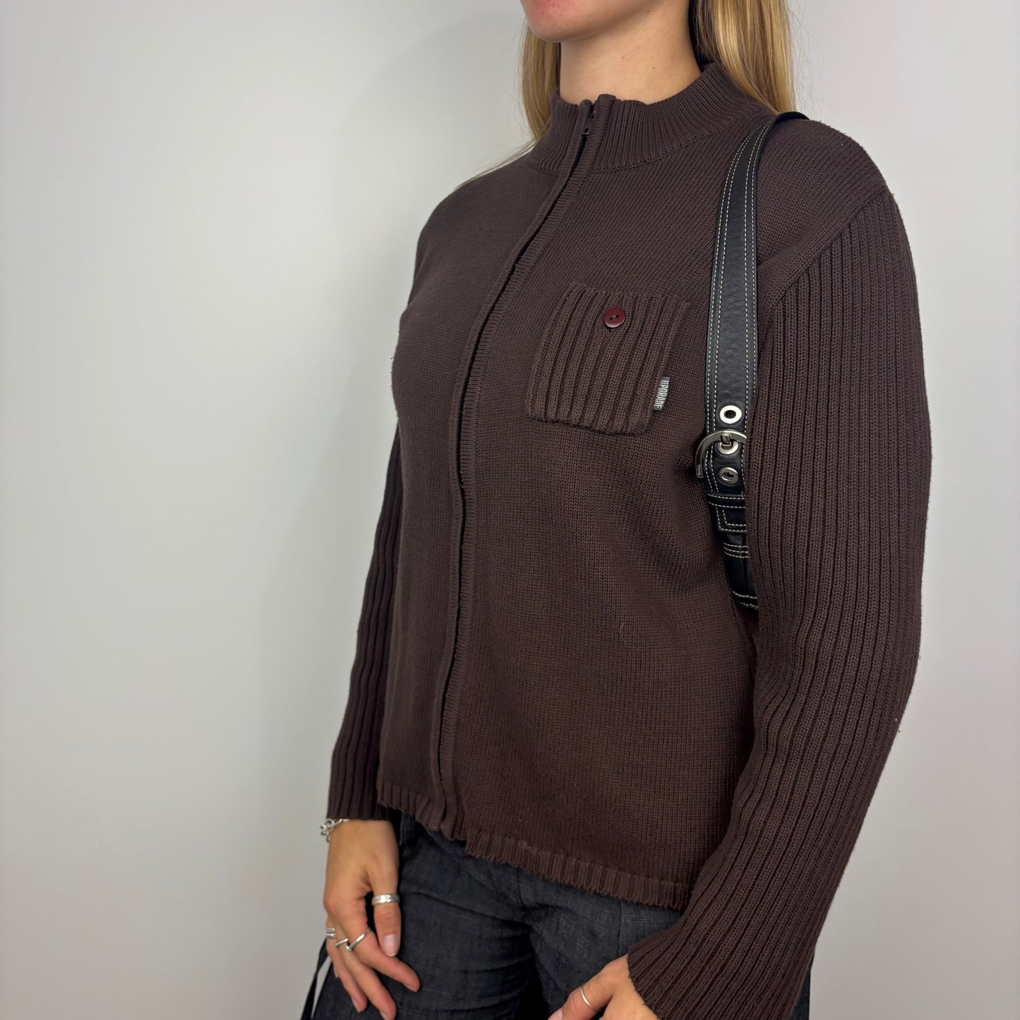 Brown Collared Knit
