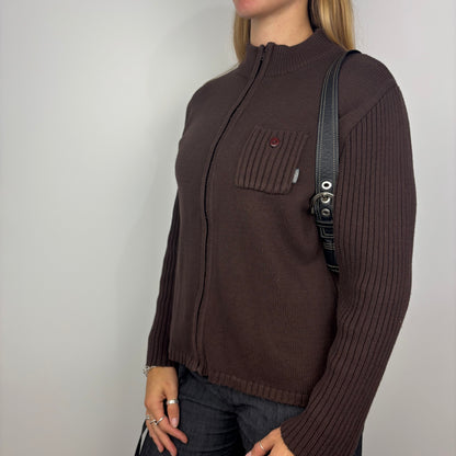 Brown Collared Knit