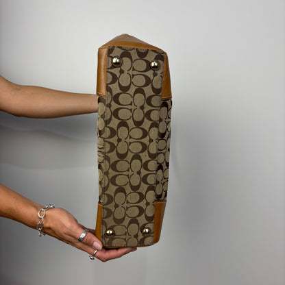 Coach Signature Monogram Canvas with Tan Leather
