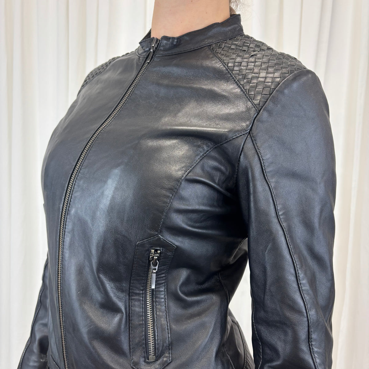 Italian Woven Leather Jacket | Size S-M