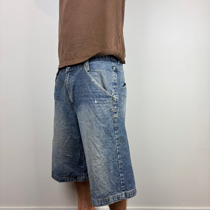 Baggy Distressed Embroidered Jorts | Size 36