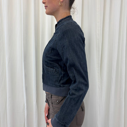 Y2K Dark Denim Bomber Jacket