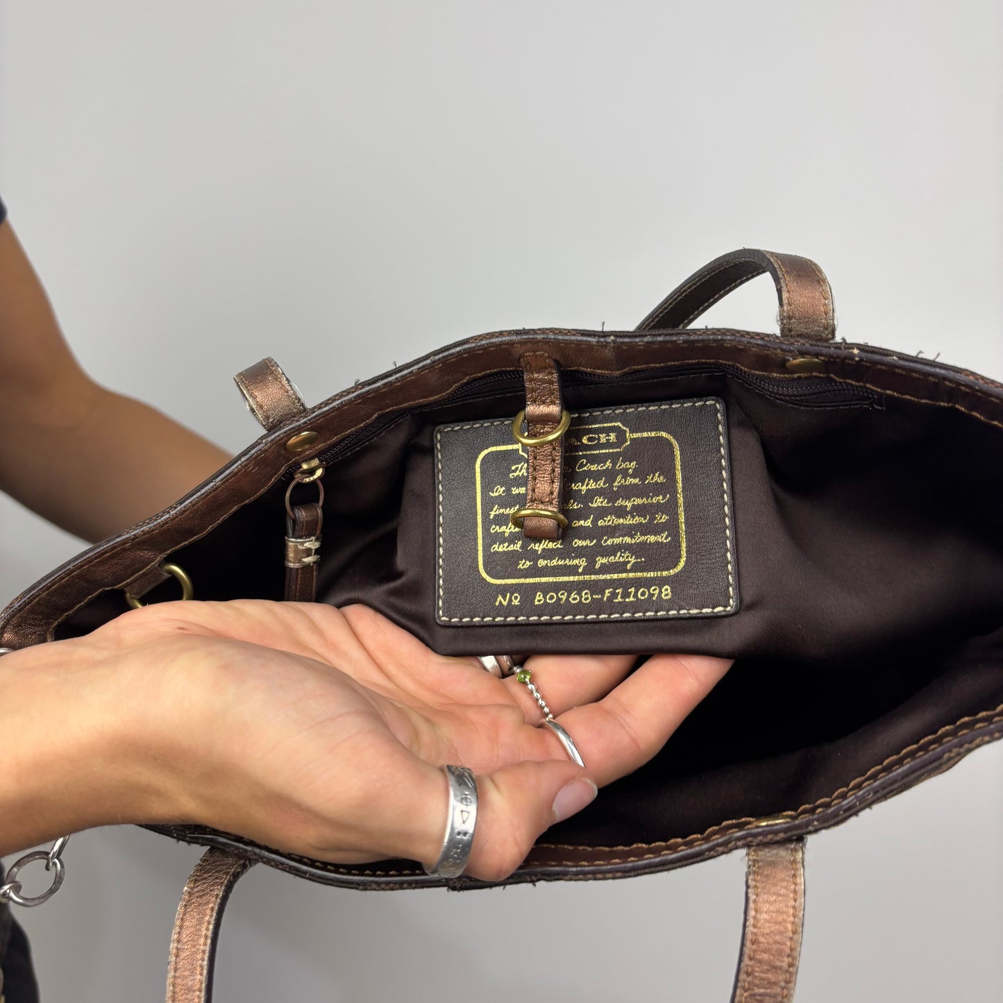 Coach Signature Stripe Tote Bag in Brown