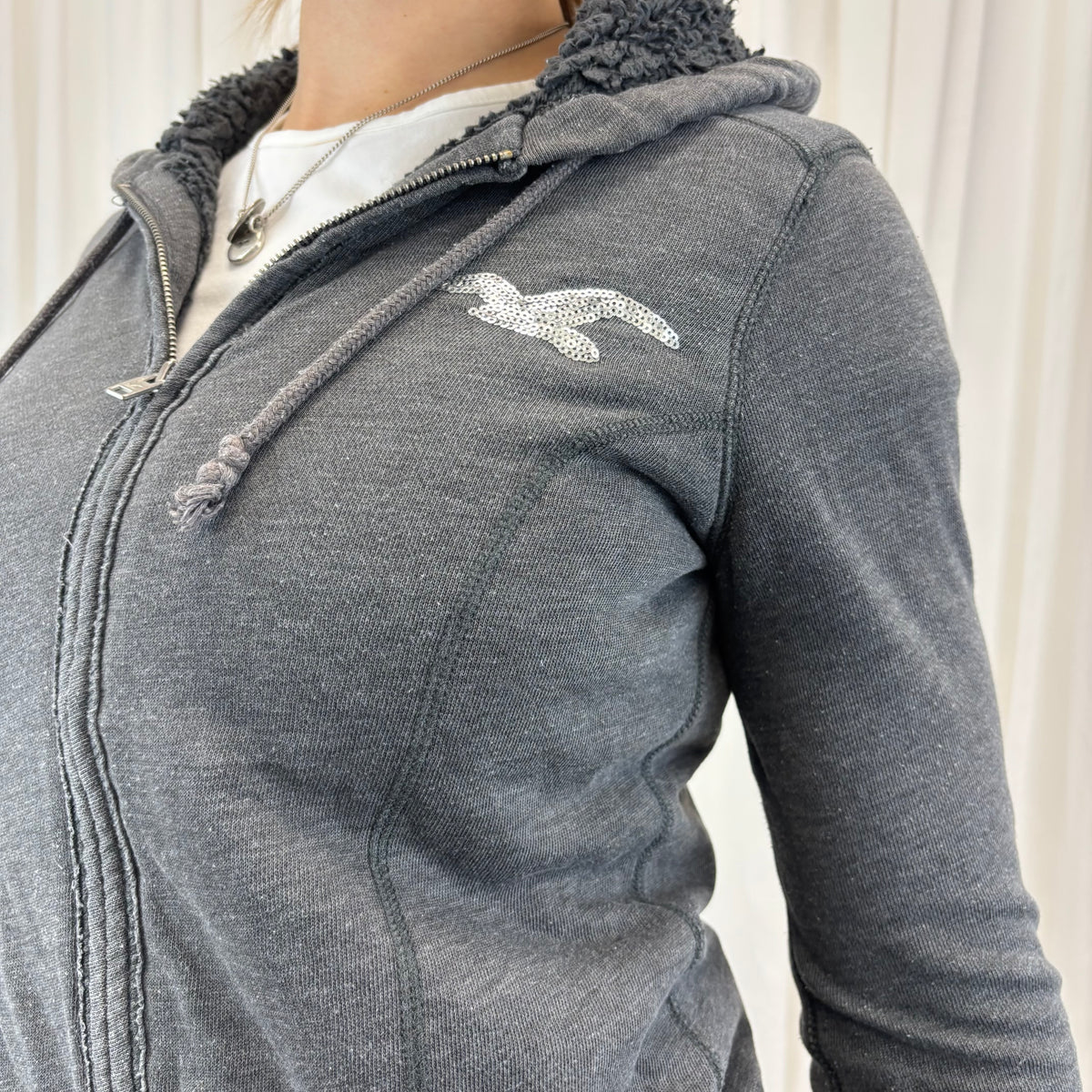 Hollister Fluffy Hood Zipup | Size S