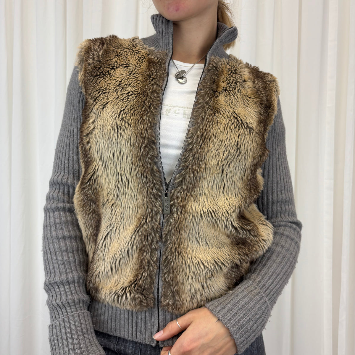 Faux Fur Y2K Zipup | Size M