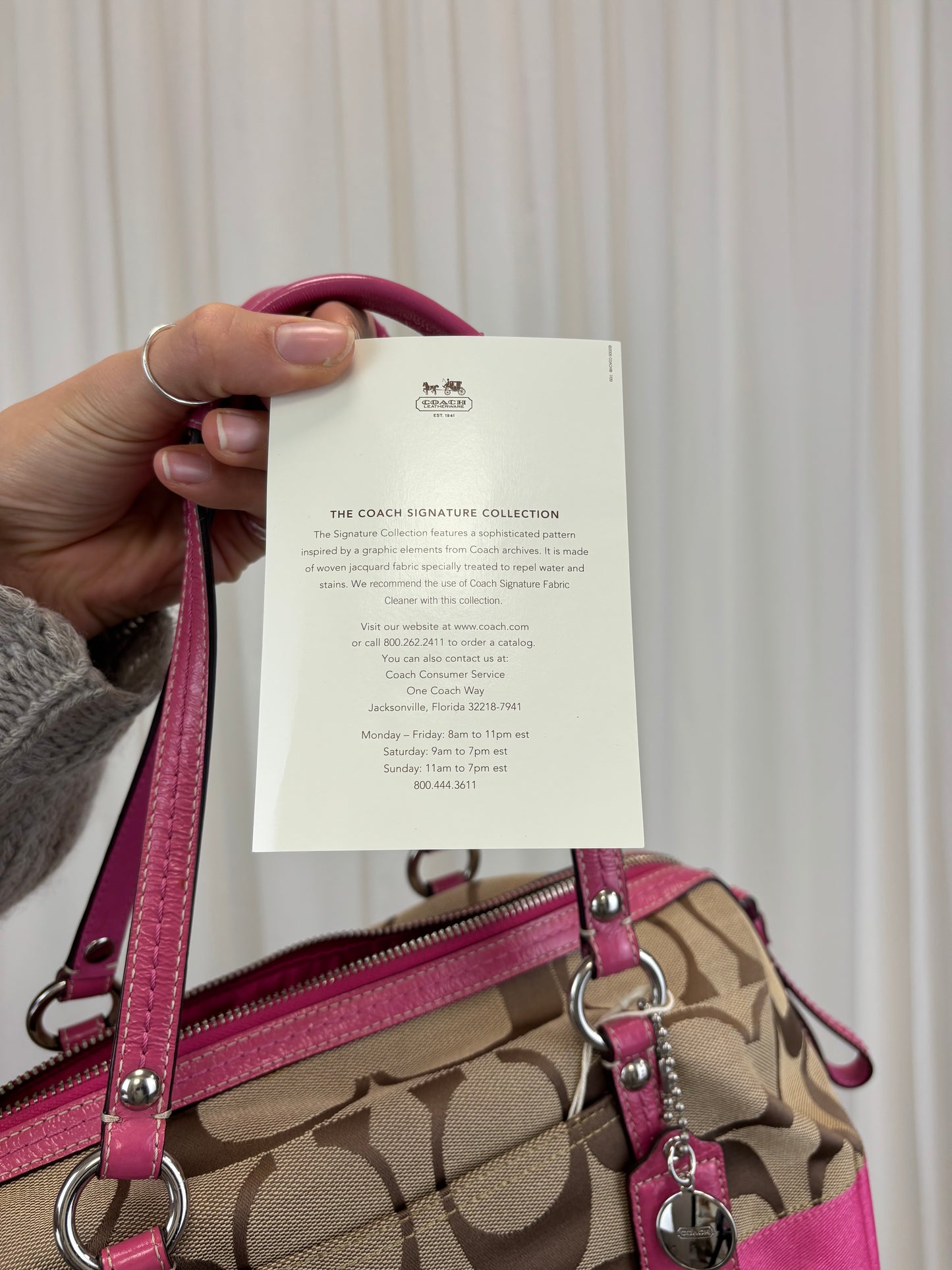 Coach Signature Pink Boston Bag