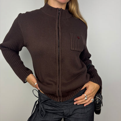 Brown Collared Knit