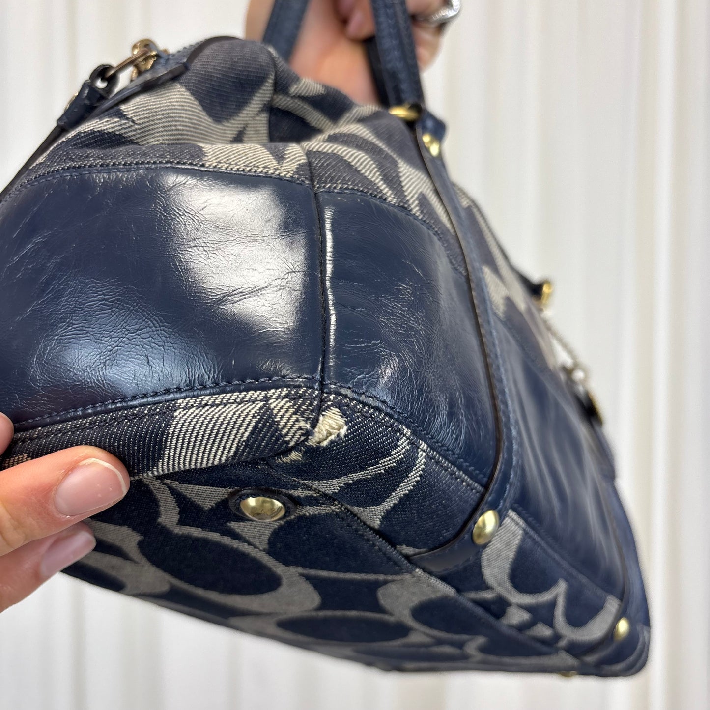 Coach Signature Denim Boston Bag