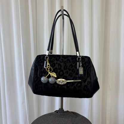 Coach Madison Ocelot Leopard Print Satchel Bag with Crossbody Strap