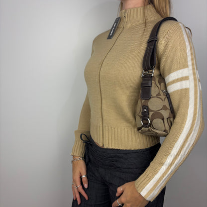 Tan Fitted Striped Jumper
