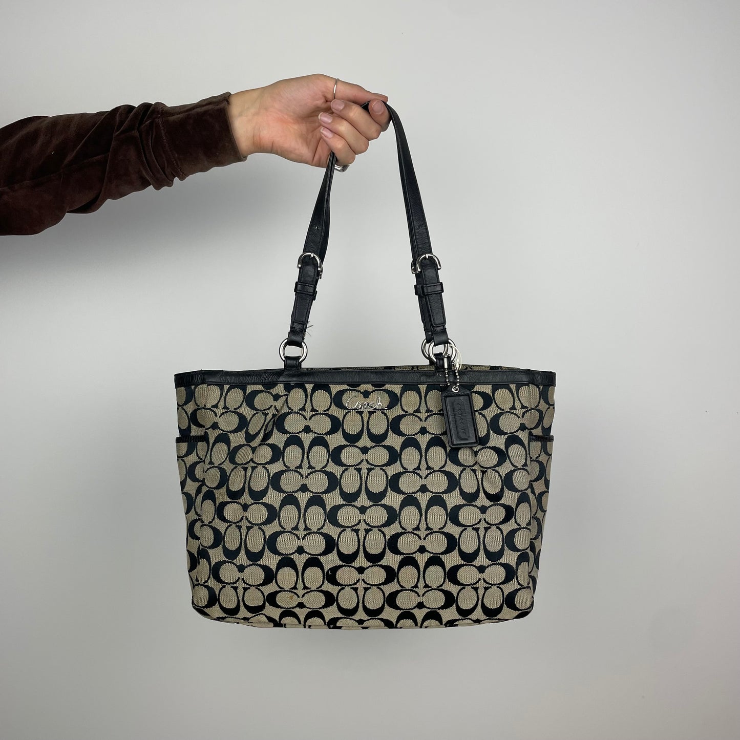 Coach Signature Grey Gallery Tote Bag