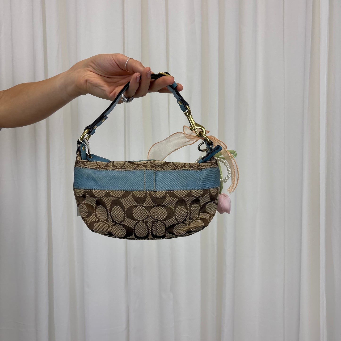 Coach Signature East West Blue Mini Bag