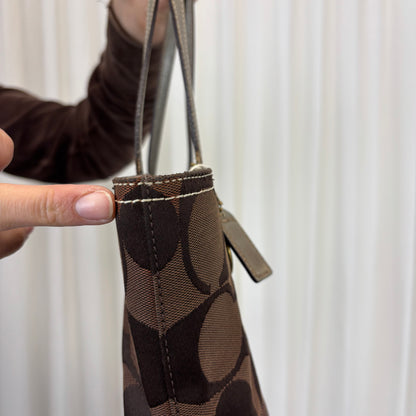 Coach Signature Stripe Brown Tote Bag