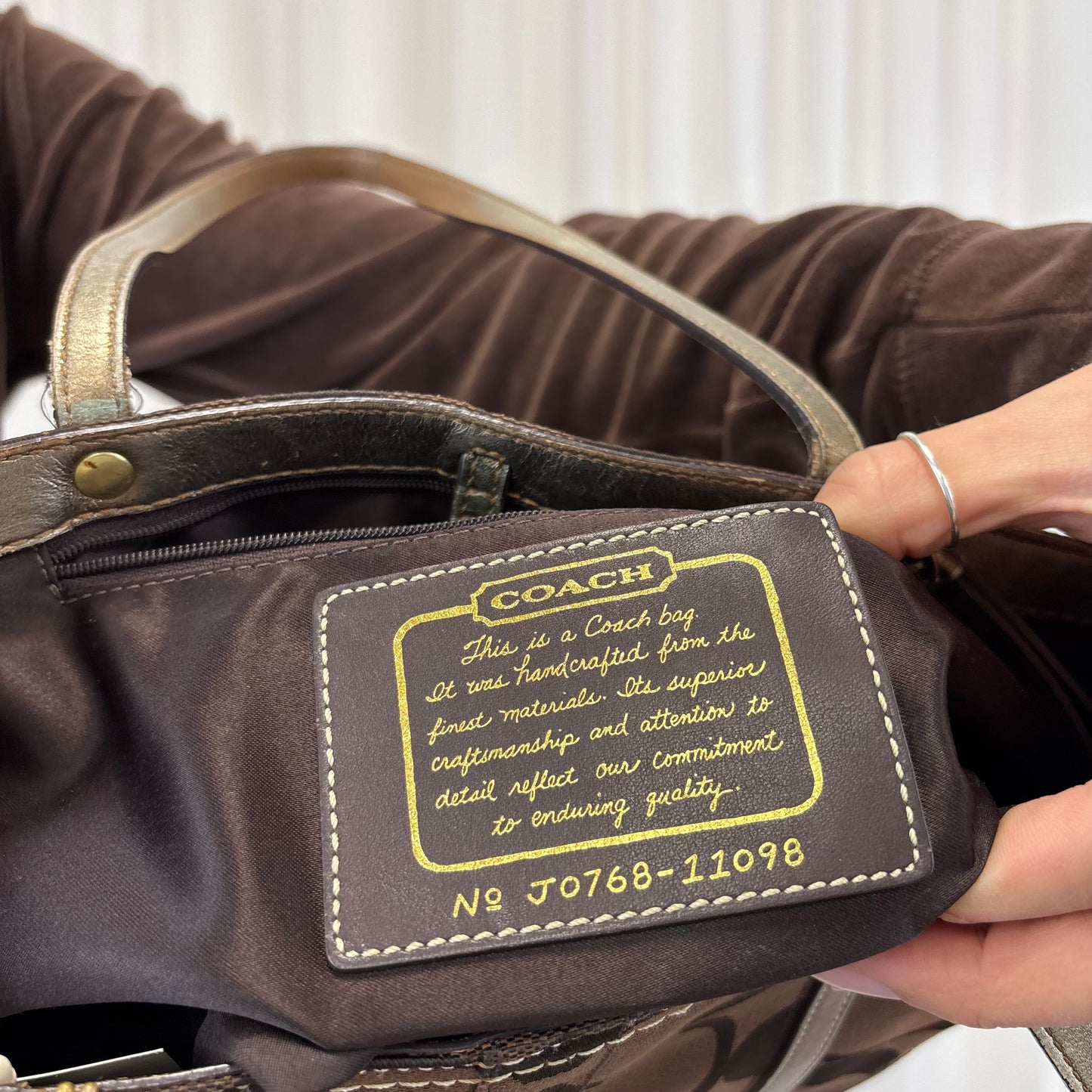 Coach Signature Stripe Brown Tote Bag
