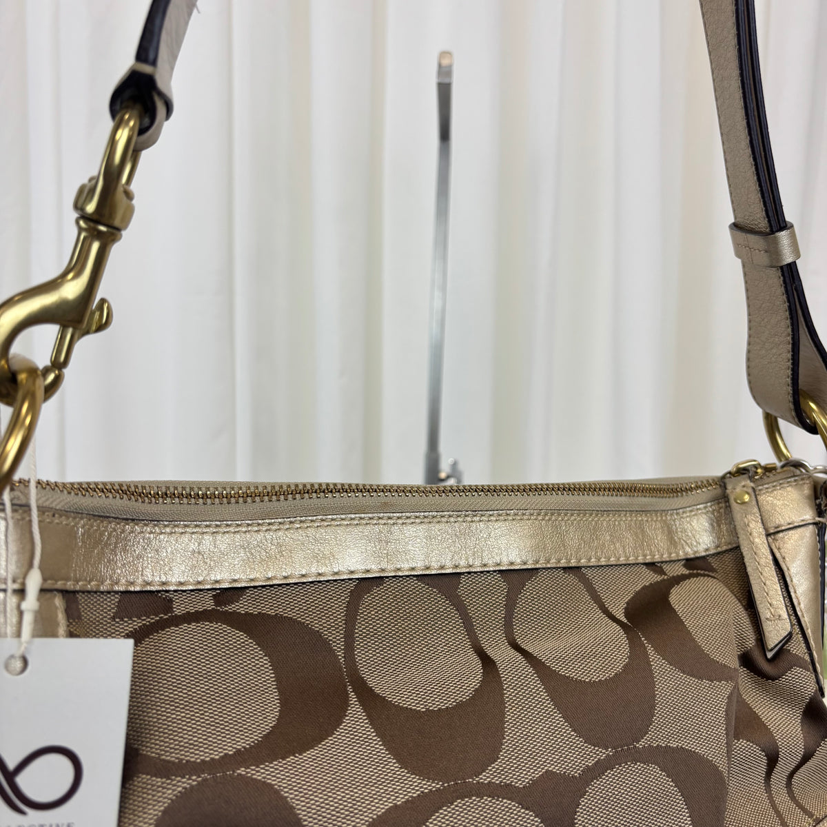 Coach Signature East West Stripe 2-Way Bag