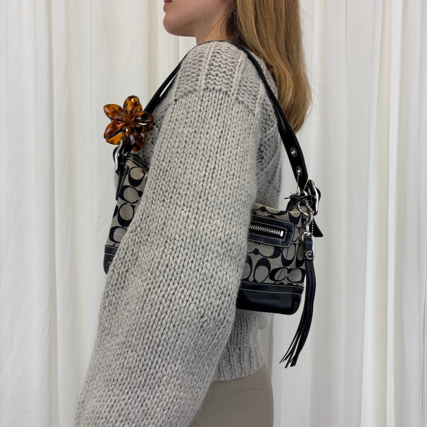 Coach Signature East West Shoulder Bag Black/Grey