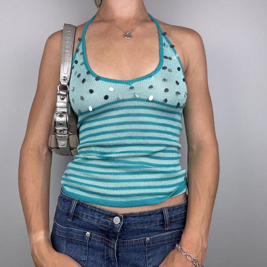Crochet Halter Top with Silver Sequins