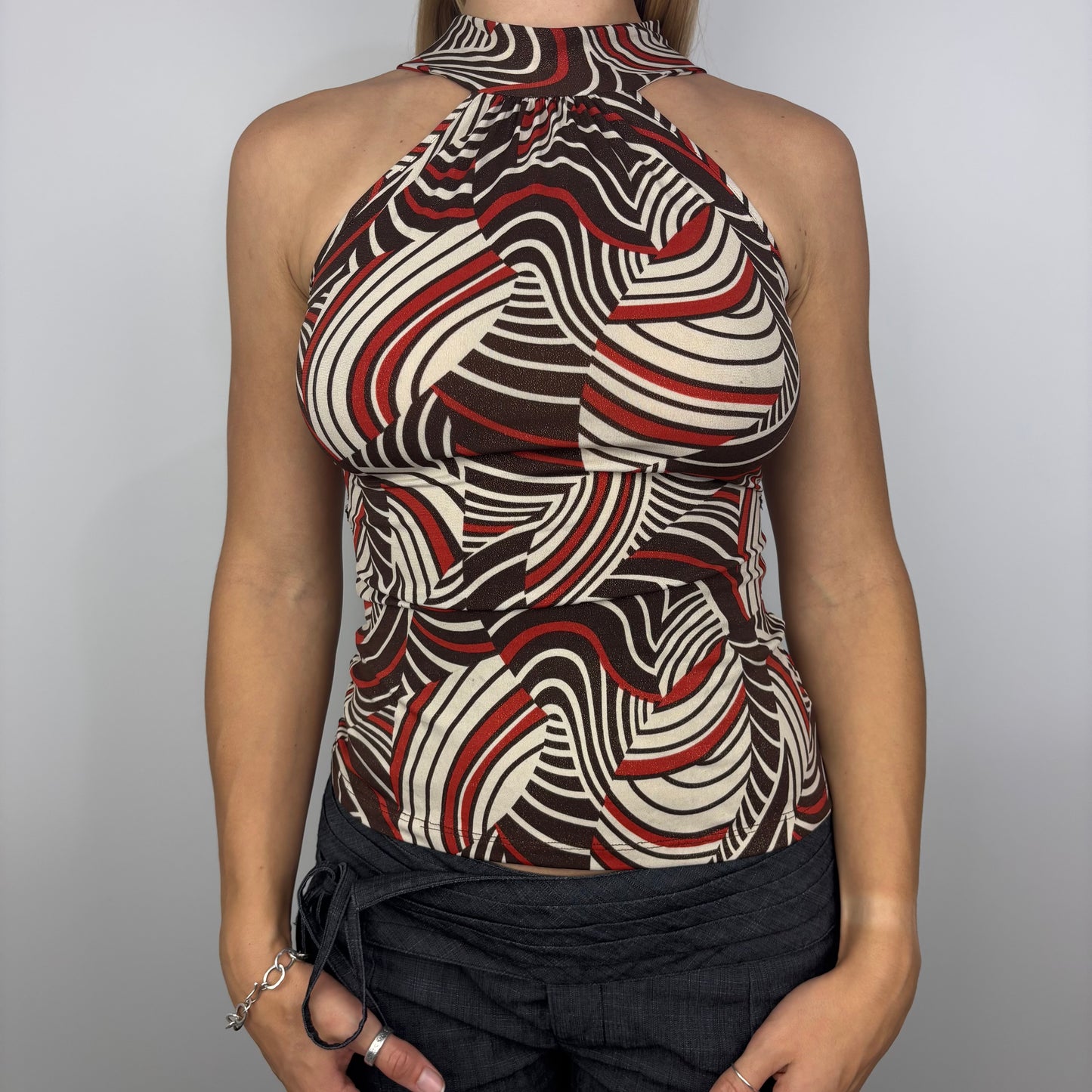 Glittery Patterned Halter Top