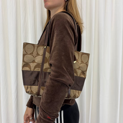 Coach Signature Stripe Tote Bag