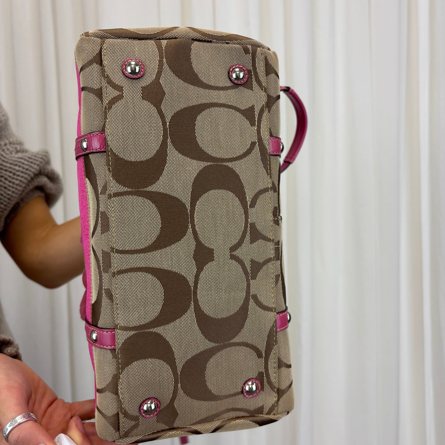 Coach Signature Pink Boston Bag