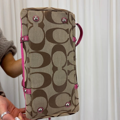 Coach Signature Pink Boston Bag