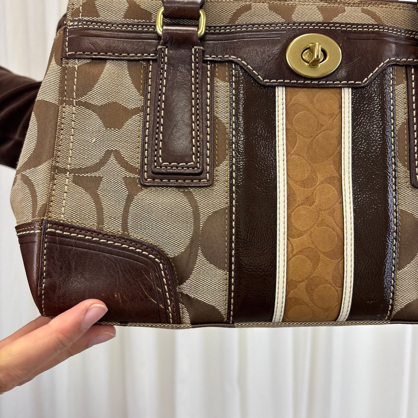 Coach Signature Stripe Satchel