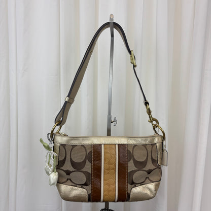 Coach Signature East West Stripe 2-Way Bag
