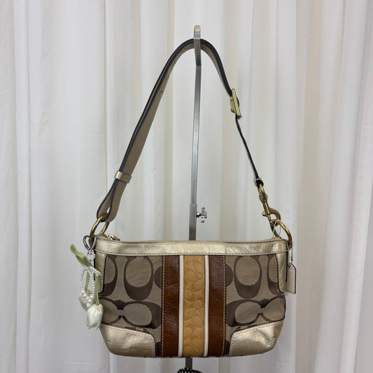 Coach Signature East West Stripe 2-Way Bag