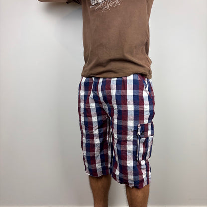 Red and Blue Plaid Cargos Adjustable Waist | Size XS-XL