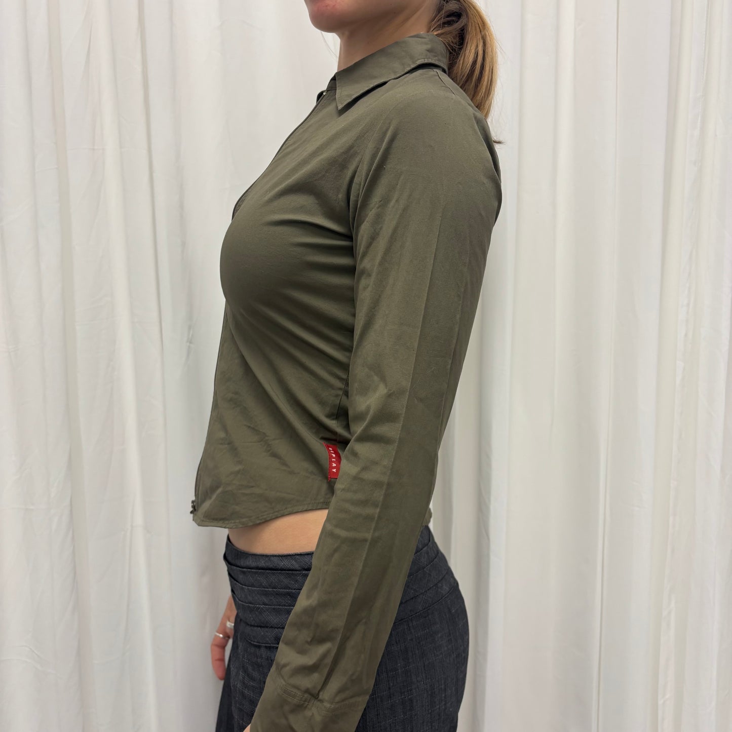 Olive Two-Way Zip Shirt