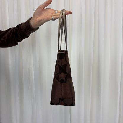 Coach Signature Stripe Brown Tote Bag