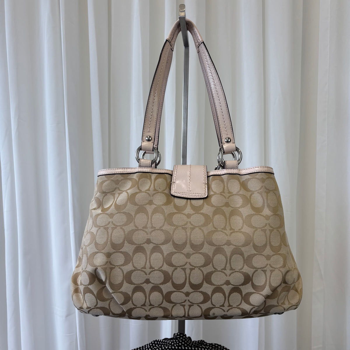 Coach Signature Soho Tote Bag Pink Leather