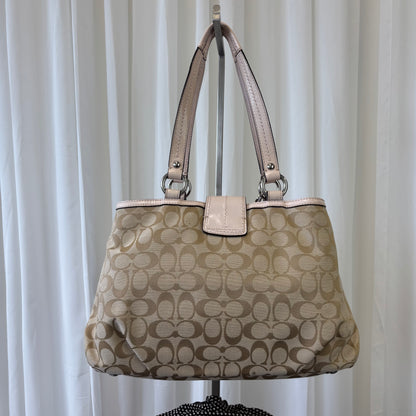 Coach Signature Soho Tote Bag Pink Leather