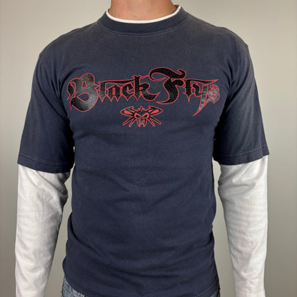 Vintage Black Flys Spellout Long Sleeve | Size S-M