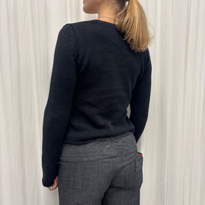 2000s Black V-Neck Knit
