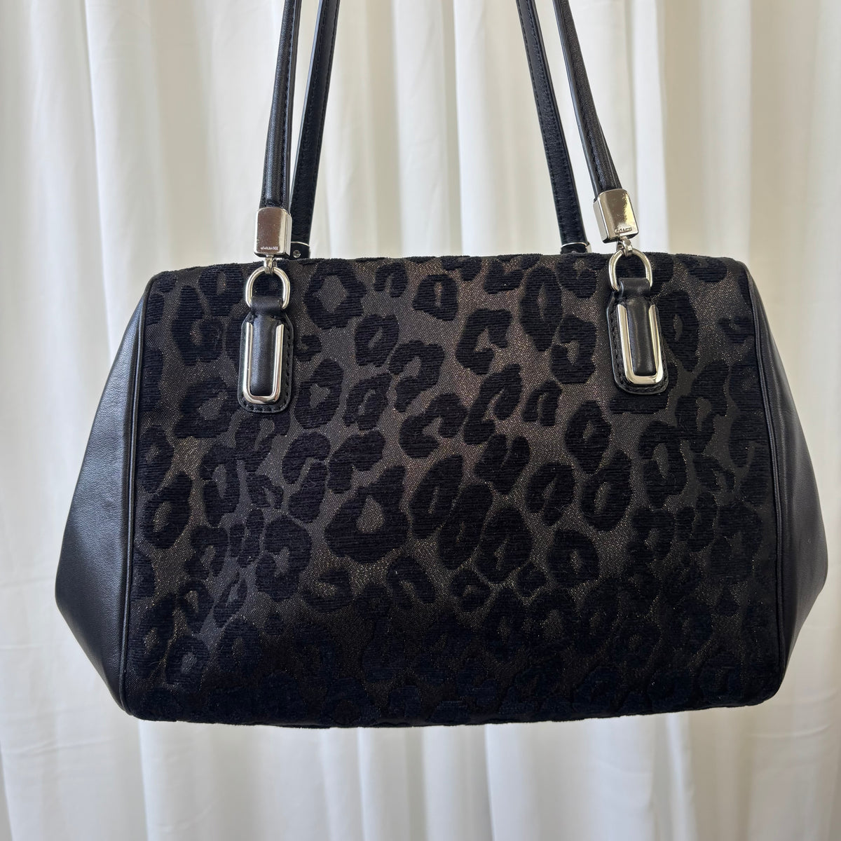 Coach Madison Ocelot Leopard Print Satchel Bag with Crossbody Strap