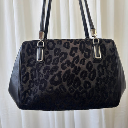 Coach Madison Ocelot Leopard Print Satchel Bag with Crossbody Strap