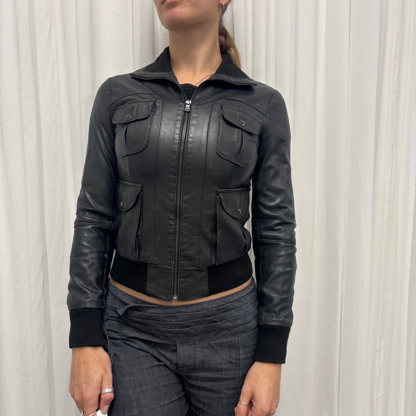 Italian 2000s Bomber Leather Jacket