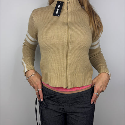 Tan Fitted Striped Jumper