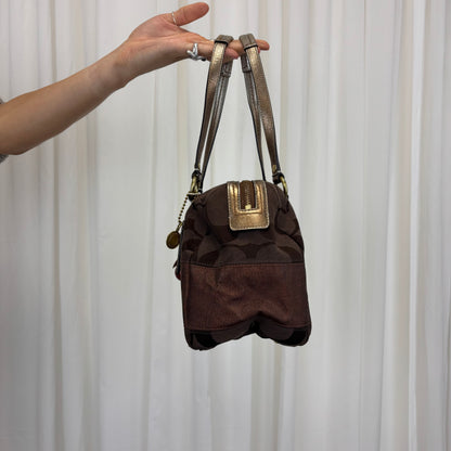 Coach Signature Brown Boston Bag