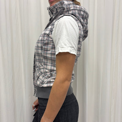 Y2K Plaid Puffer Vest