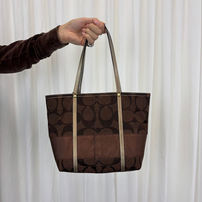 Coach Signature Stripe Brown Tote Bag